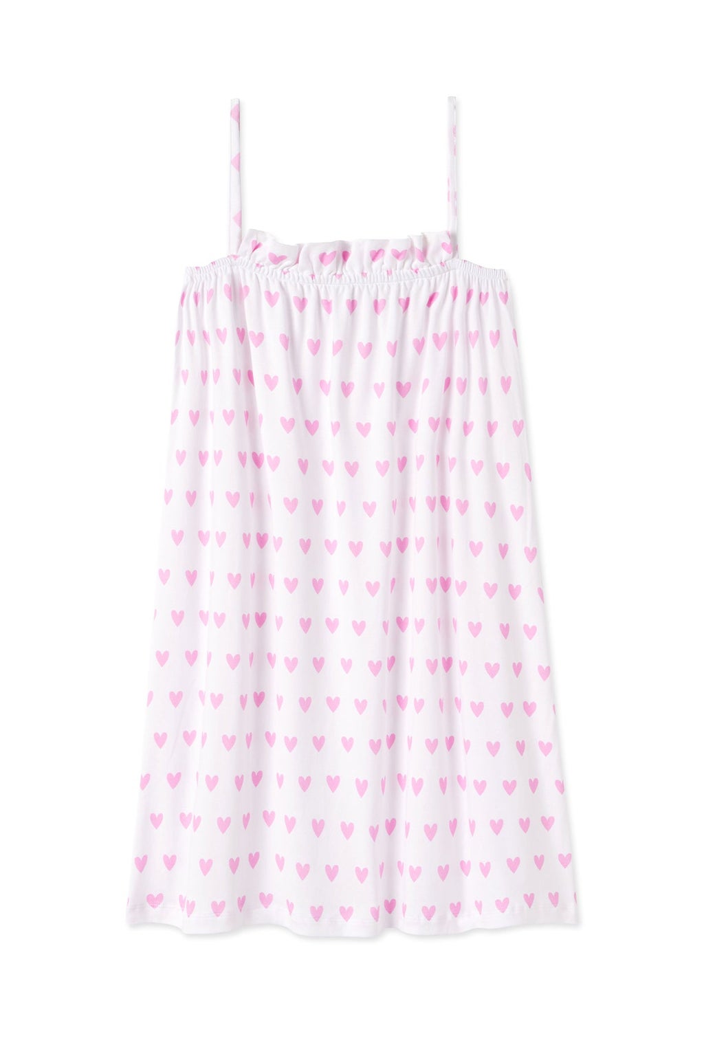 Pima Ruffle Nightgown in Pink Heart