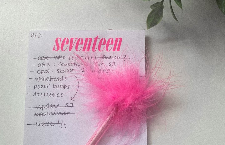pitch ideas for seventeen magazine written on a notepad