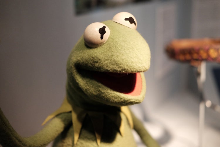 Kermit the Frog puppet on display at the Museum of the Moving Image