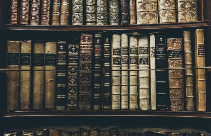 old books on a bookshelf