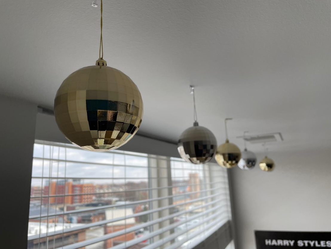Original photo of disco ball ornaments for Christmas decor