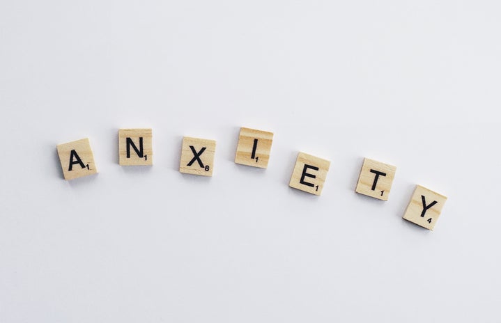 \"Anxiety\" spelled out by Scrabble pieces