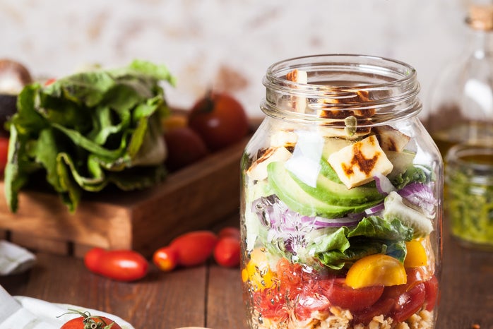 Lentil salad with fried cheese in a jar by Mariana Medvedeva?width=698&height=466&fit=crop&auto=webp