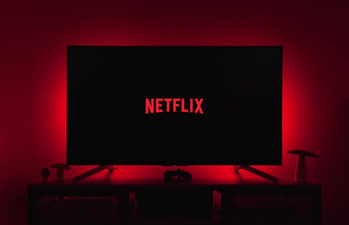 a picture of a tv with the netflix name/logo displayed