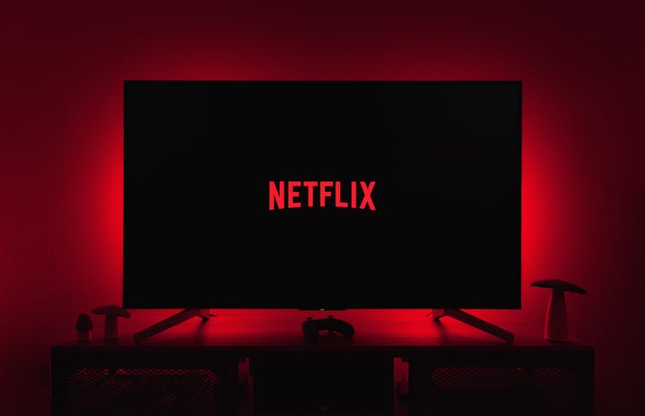 a picture of a tv with the netflix name/logo displayed