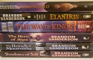 A stack of Brandon Sanderson books