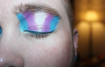 transgender flag eye makeup