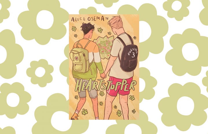 Heartstopper webcomic cover featuring two boys holding hands