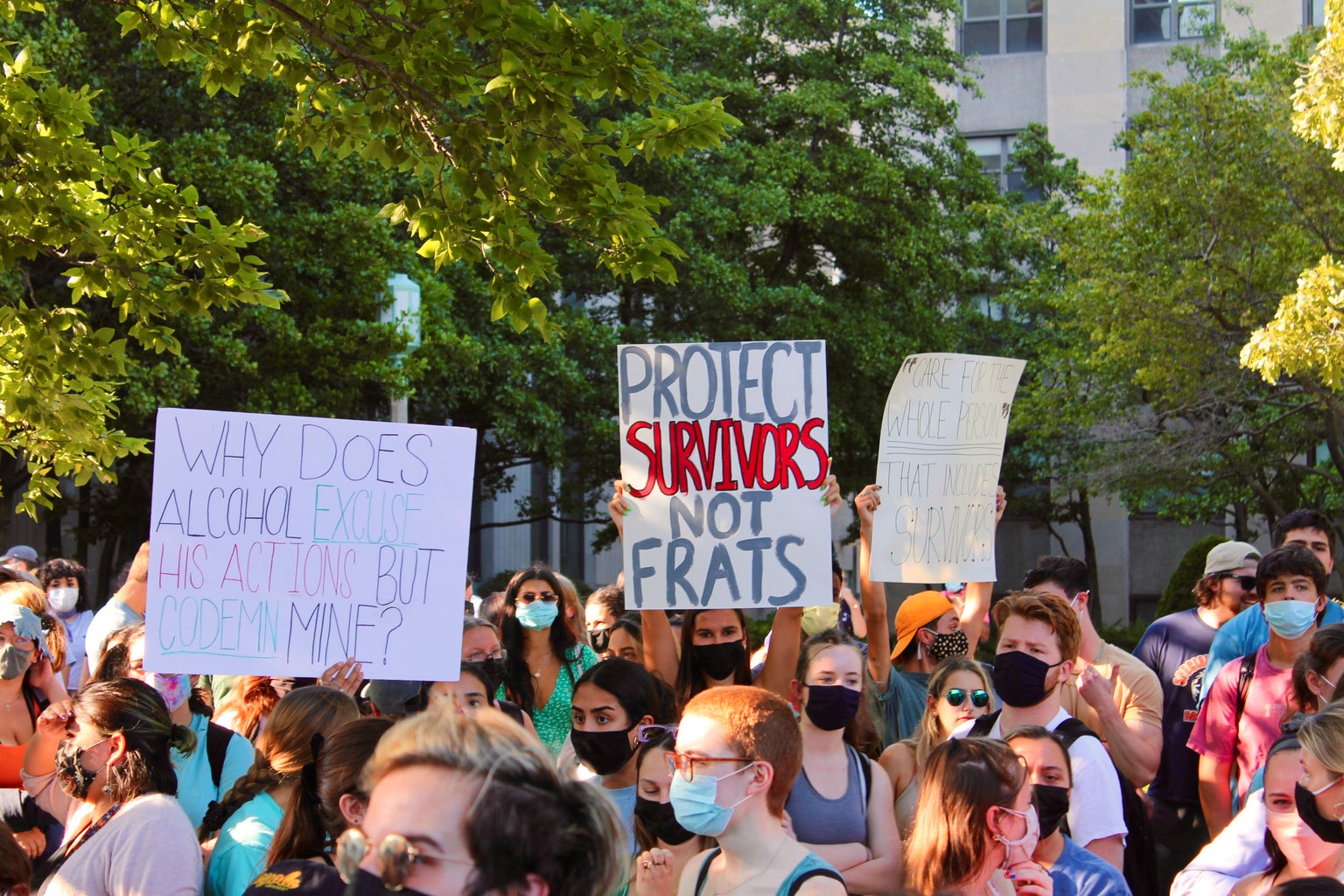 Students protesting sexual assault at Loyola University Chicago