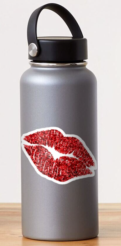red glitter lips valentine\'s day sticker