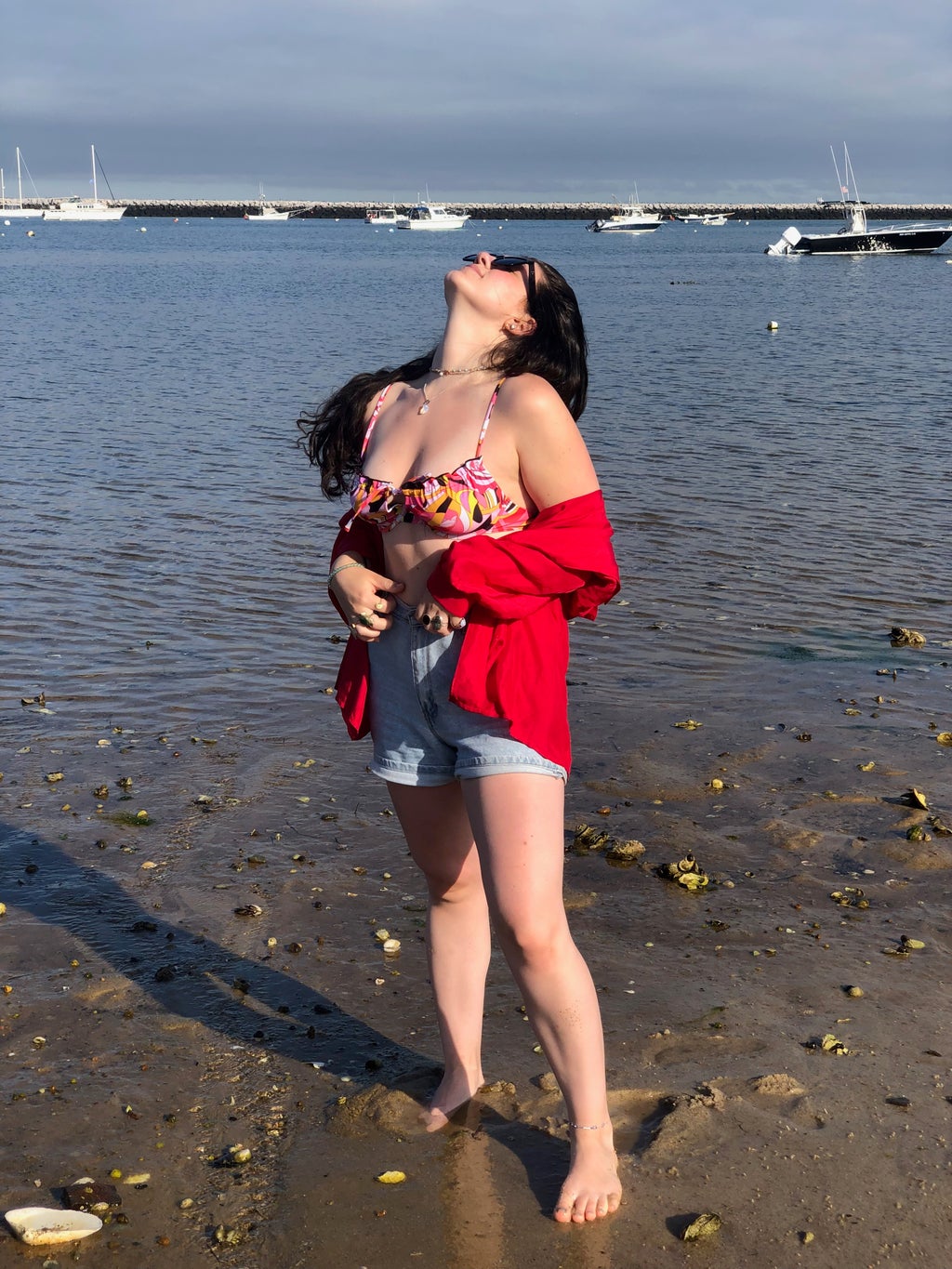 woman posing on a beach