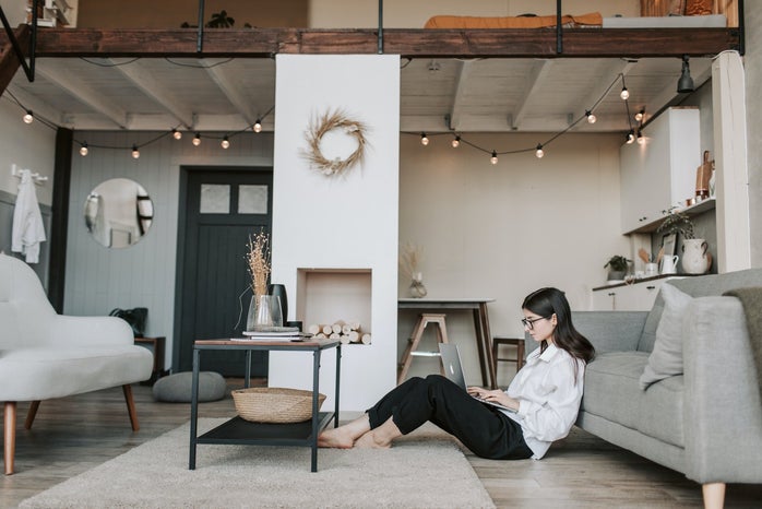 woman working from home on laptop