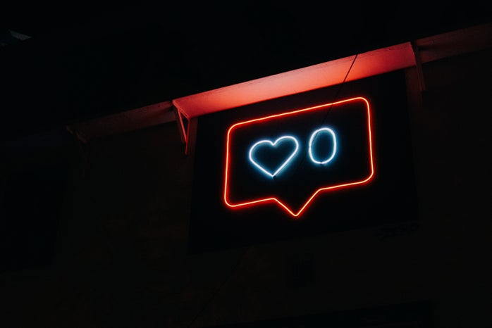 neon instagram sign with heart