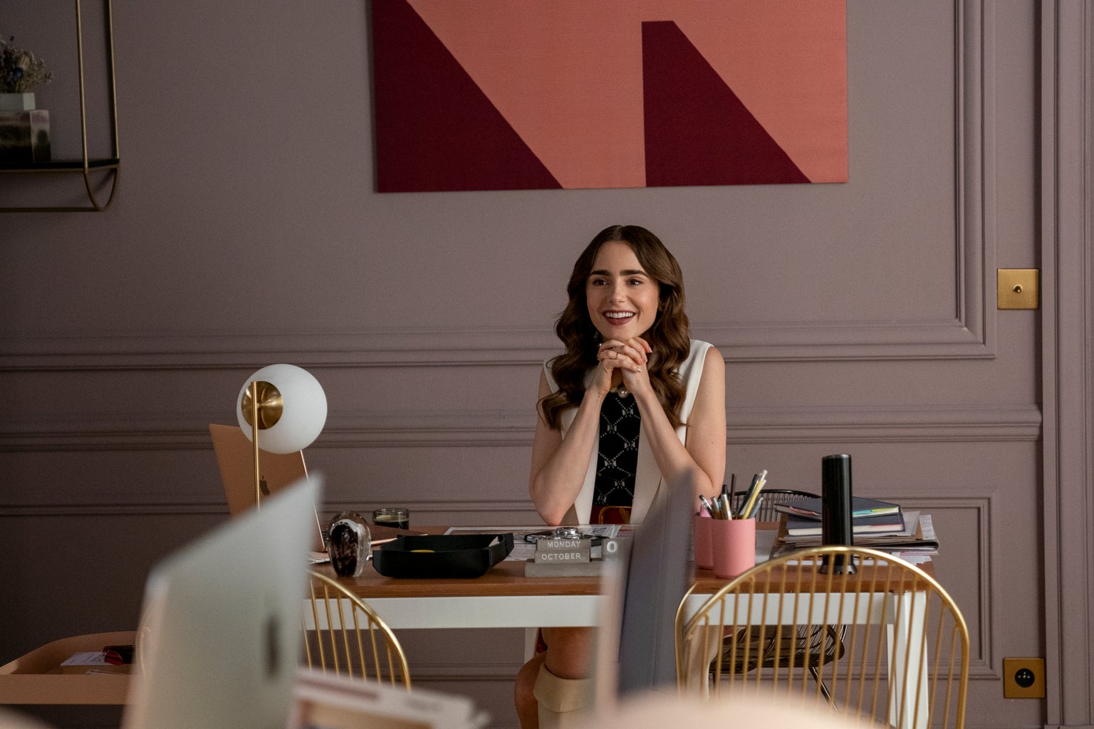 Lily Collins as Emily in episode 209 of Emily in Paris