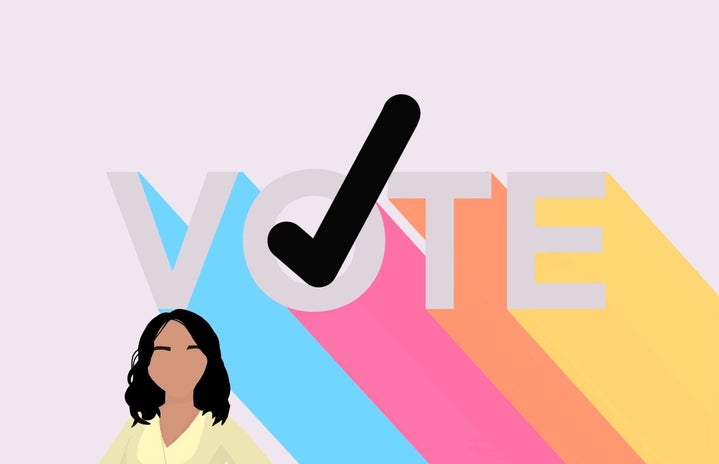 girl and a go vote graphic