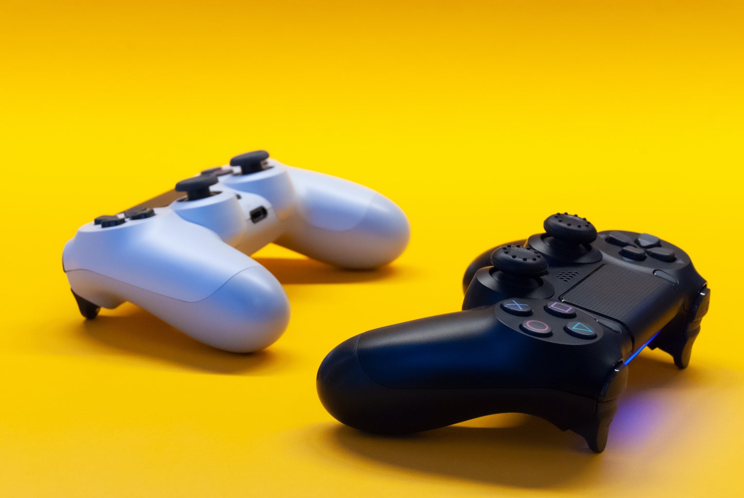 Black and white controllers, gaming