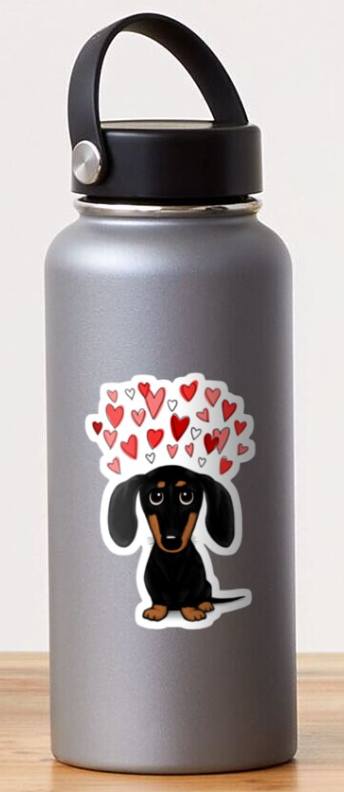 dachshund valentine\'s day heart sticker