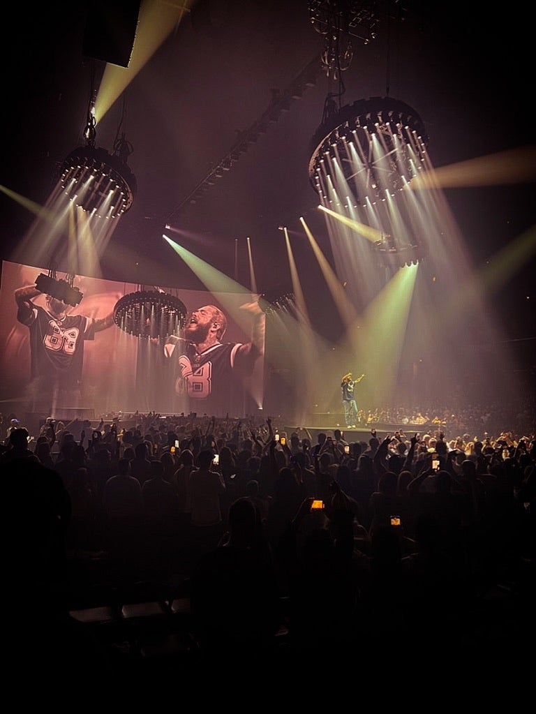 artist Post Malone performs on stage at his concert