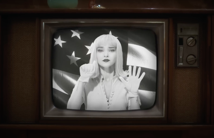 A screenshot of Dove Cameron in her \"Breakfast\" Music Video