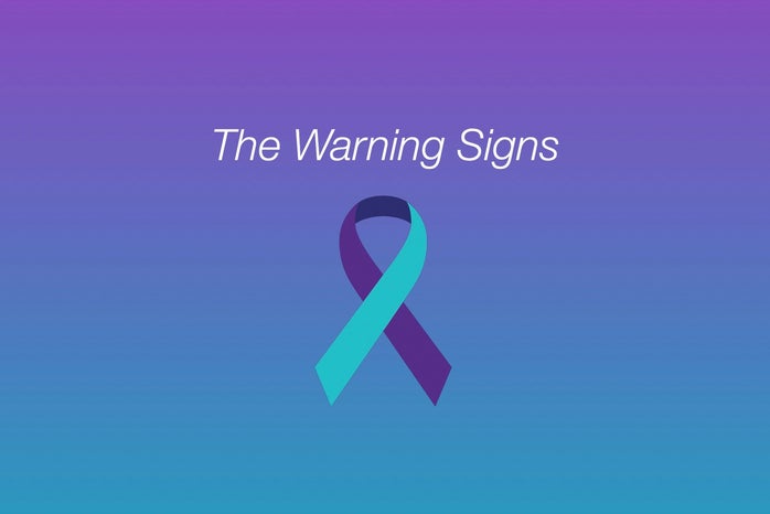 “The Warning signs” with suicide awareness ribbon