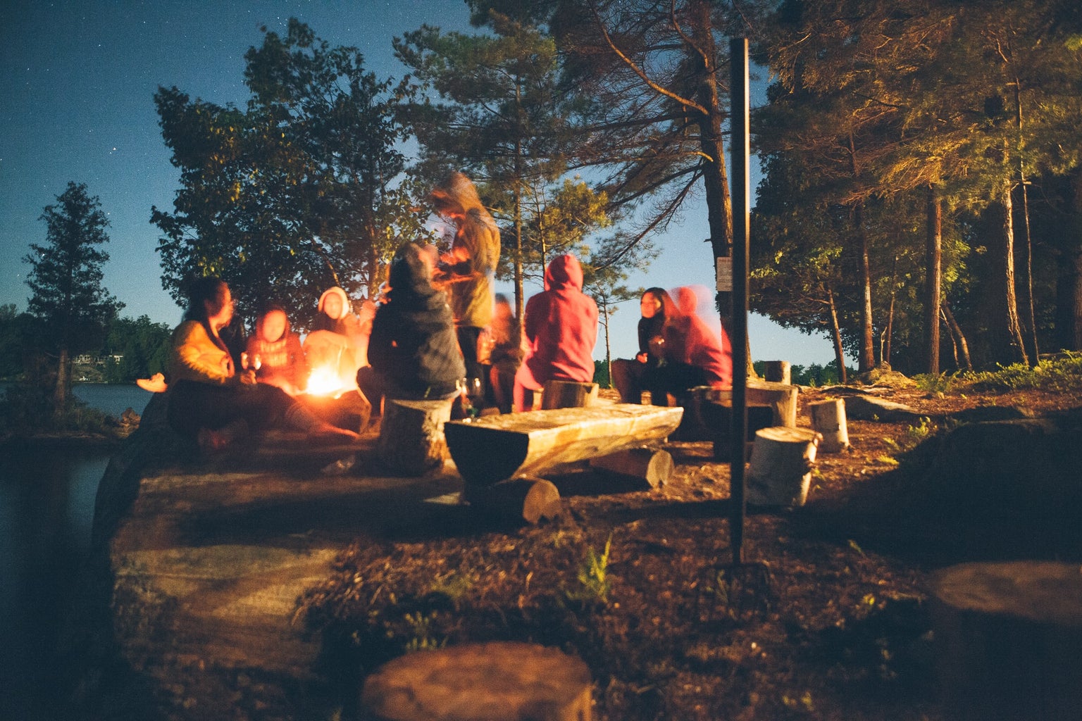 group of people near bonfire