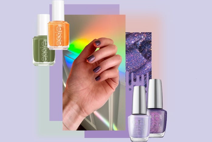 nails with nail polish bottles