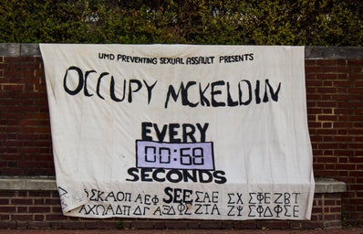 Protest preventing sexual assault (Occupy McKeldin)) Banner