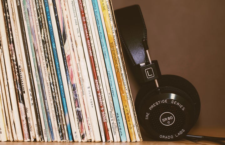 records and a headphone set