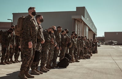 US troops standing at attention
