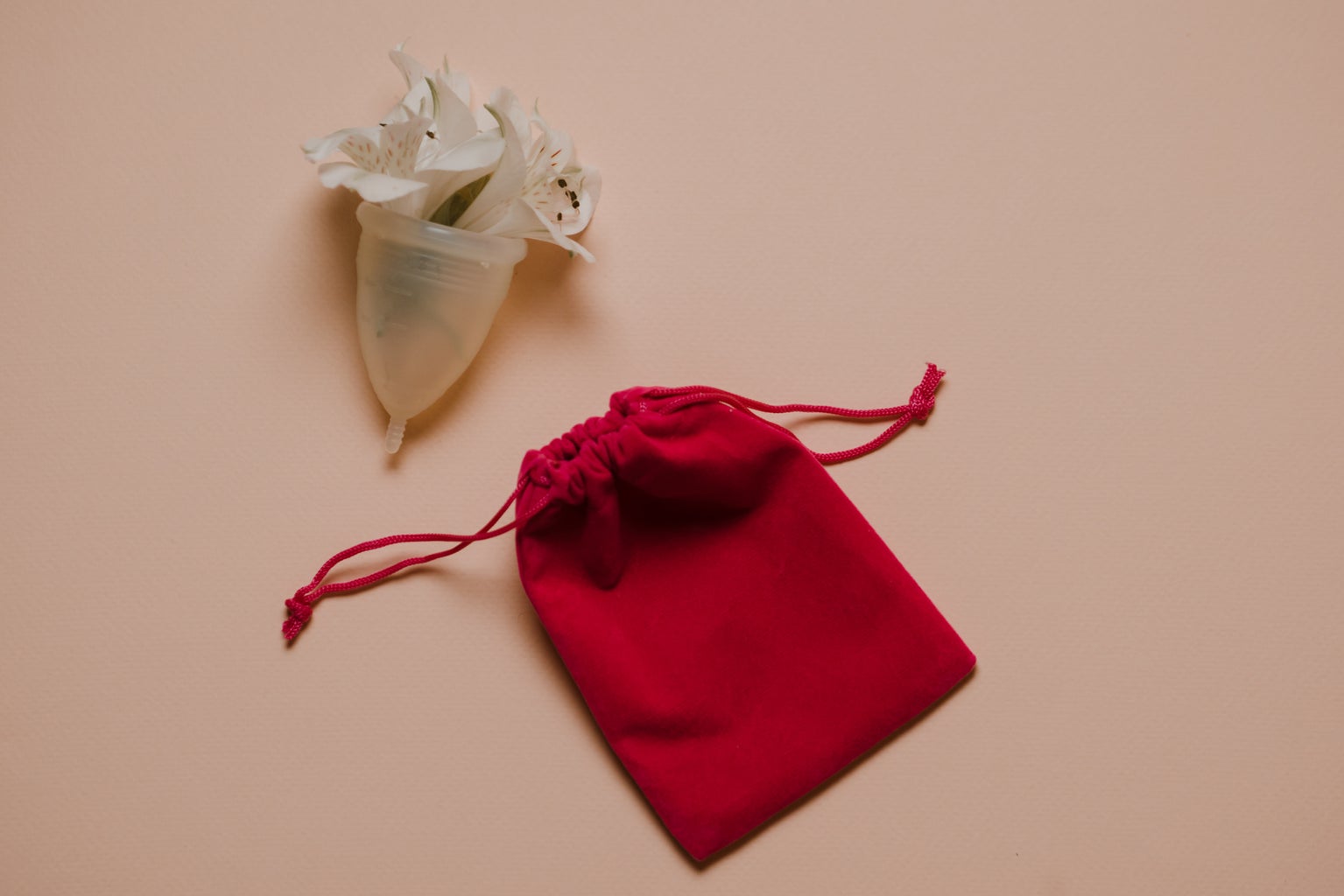 Menstrual cup with flowers