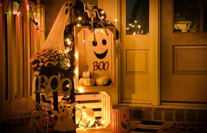 Decorated door for halloween