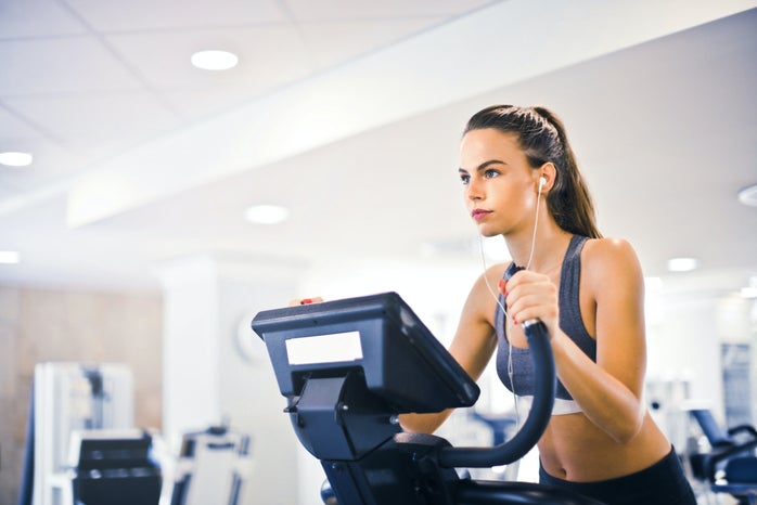 woman on workout machine