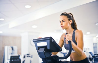 woman on workout machine
