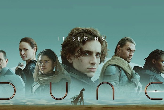 Dune cast on horizontal film poster