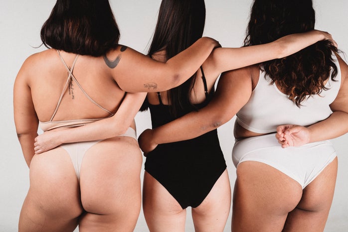 three woman, underwear, body, body positivity, fat acceptance