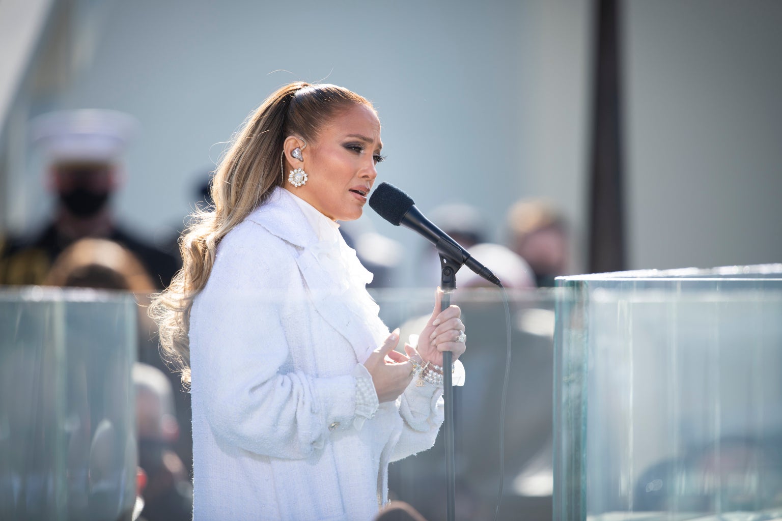 Jennifer Lopez singing at the 2021 presidential inauguration