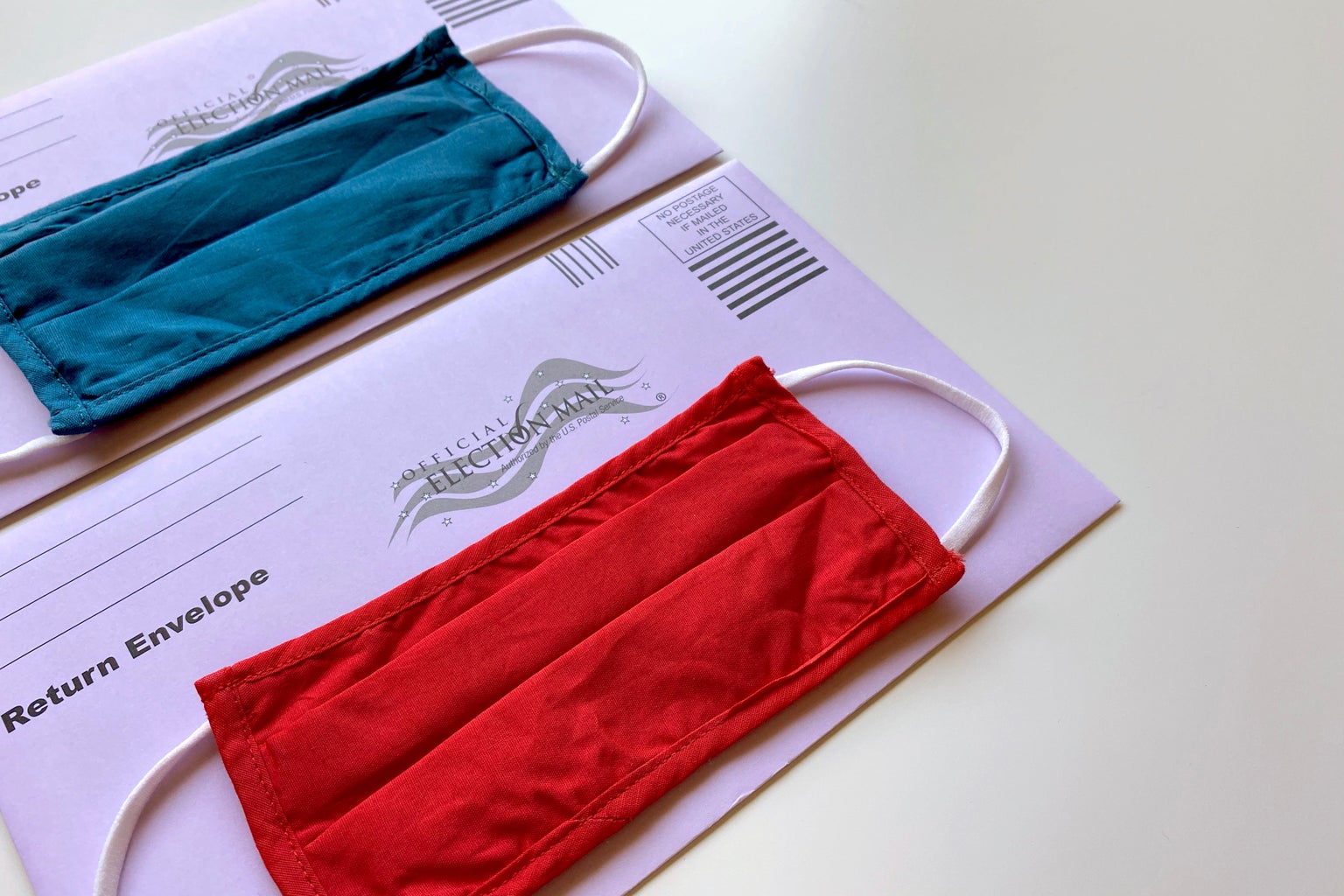 election ballot with red and blue masks