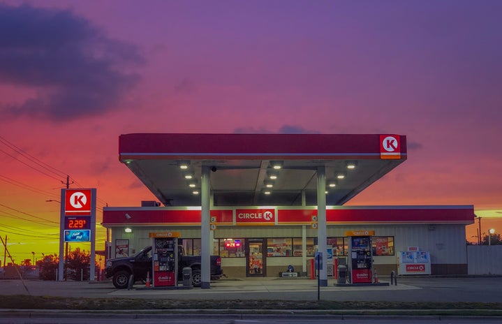 Gas station at sunset