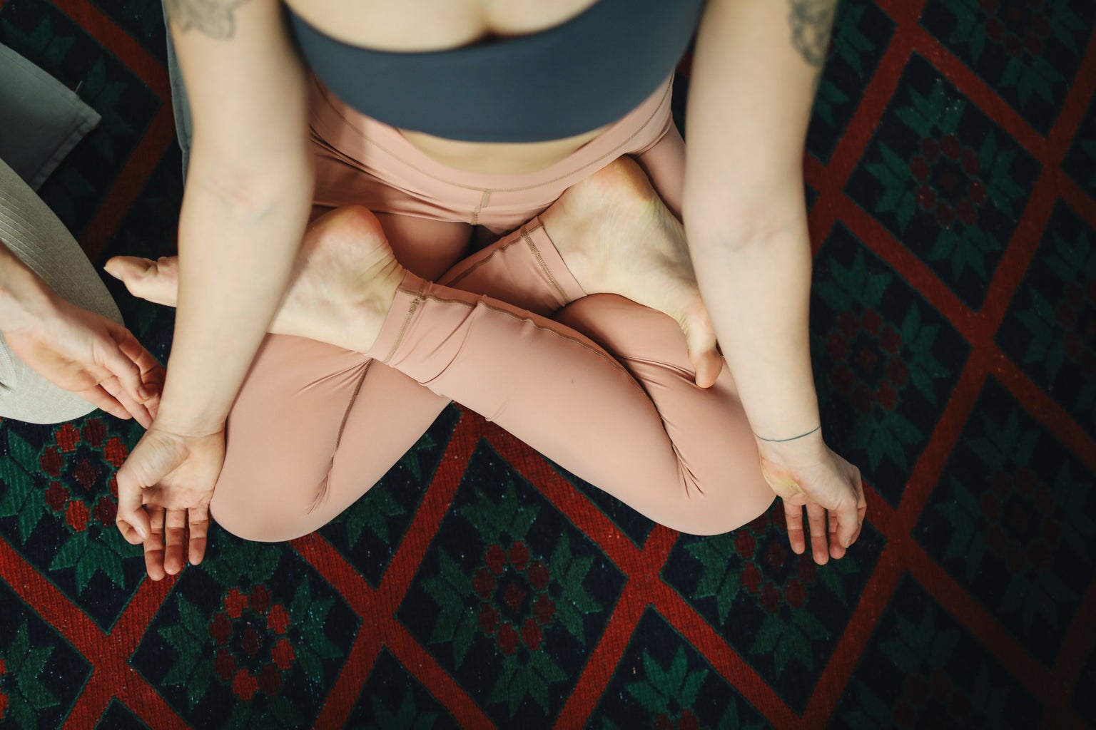 woman practicing yoga and meditating
