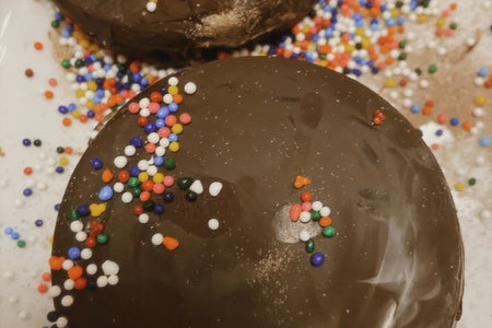 Close up of Christmas truffles with sprinkles
