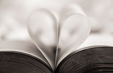 heart shaped page in open book