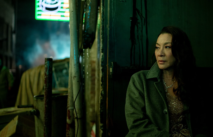 A screenshot of Michelle Yeoh on the movie Everything Everywhere All At Once