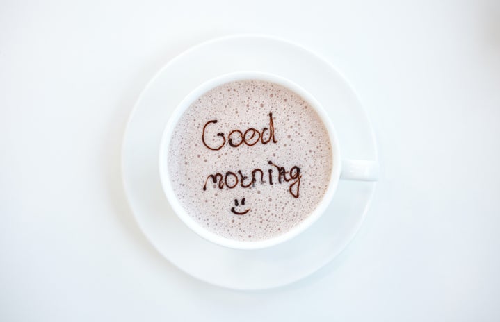 Good morning written in coffee