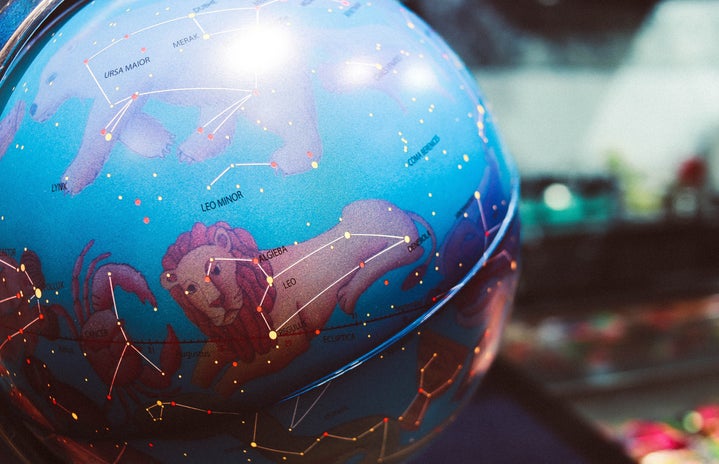 A blue globe with zodiac sign wallpaper