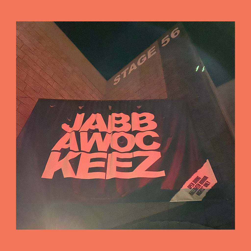 It is the banner at horror nights of Jabbawockeez (a dance performance done only during horror nights)