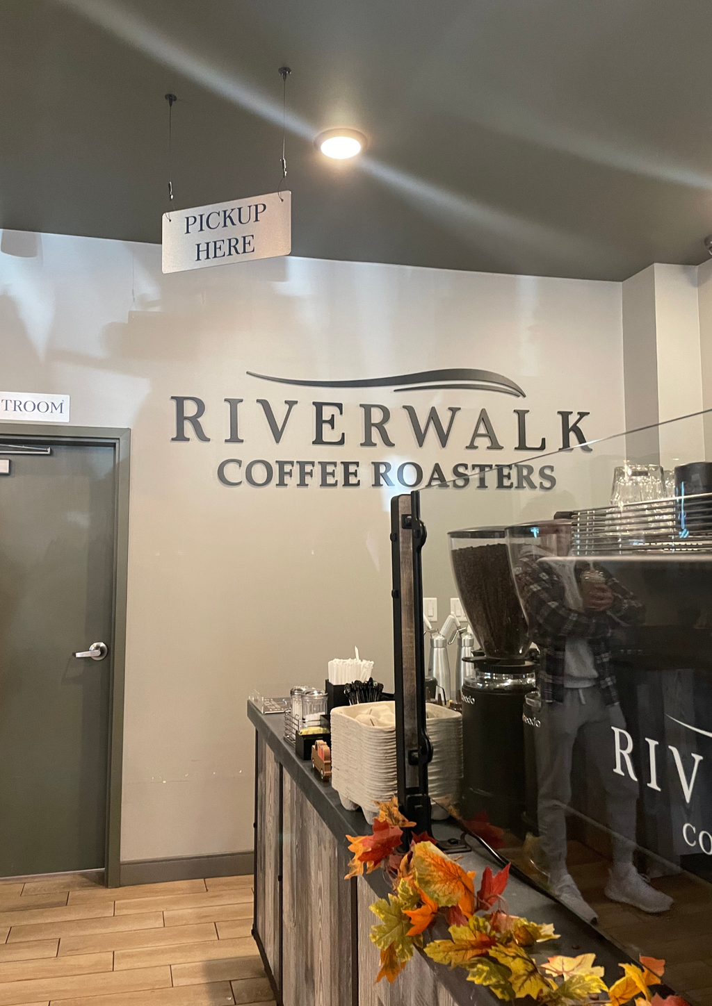Photograph of logo of Riverwalk Coffee and Bagels