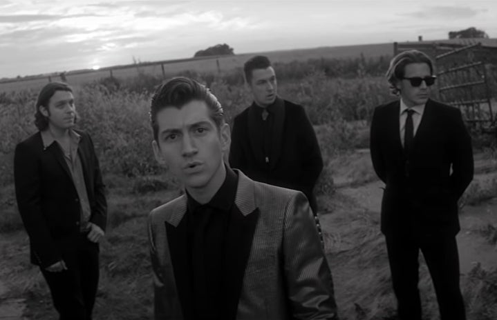 The four Arctic Monkeys\' band members looking at the camera
