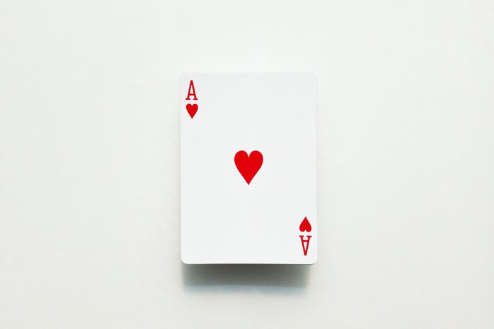 ace of hearts card on a white background