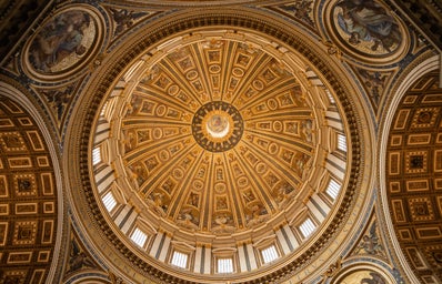 Majestic dome interior with frescos of saints