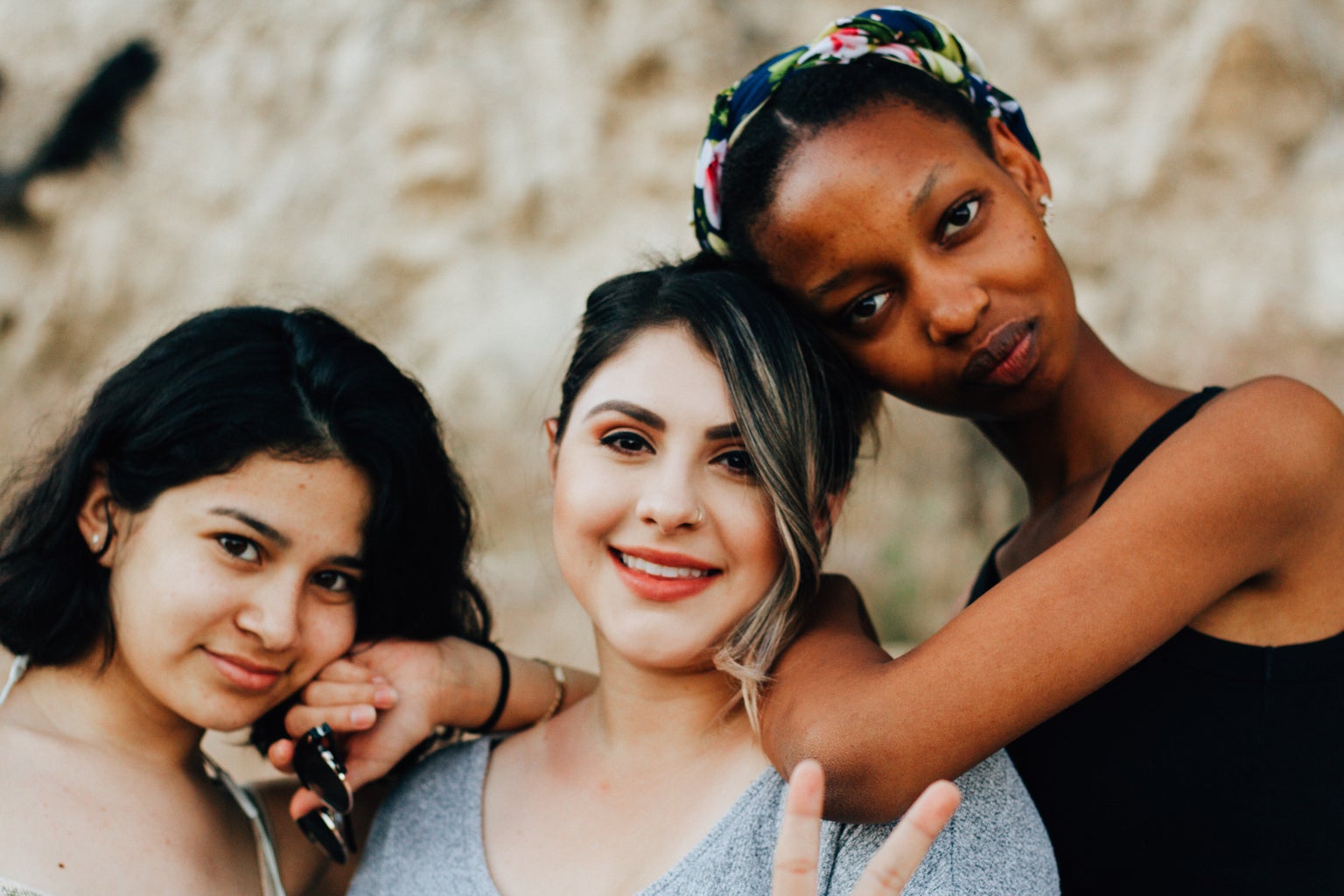 three women posing